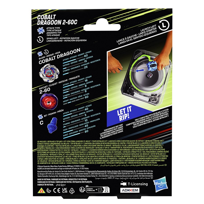BEYBLADE X LANZADOR PREMIUM CON PEONZA Y LANZADOR AZUL