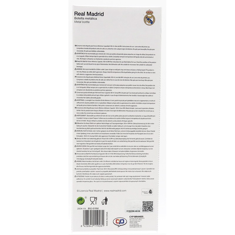 REAL MADRID BOTELLA AZUL CON C