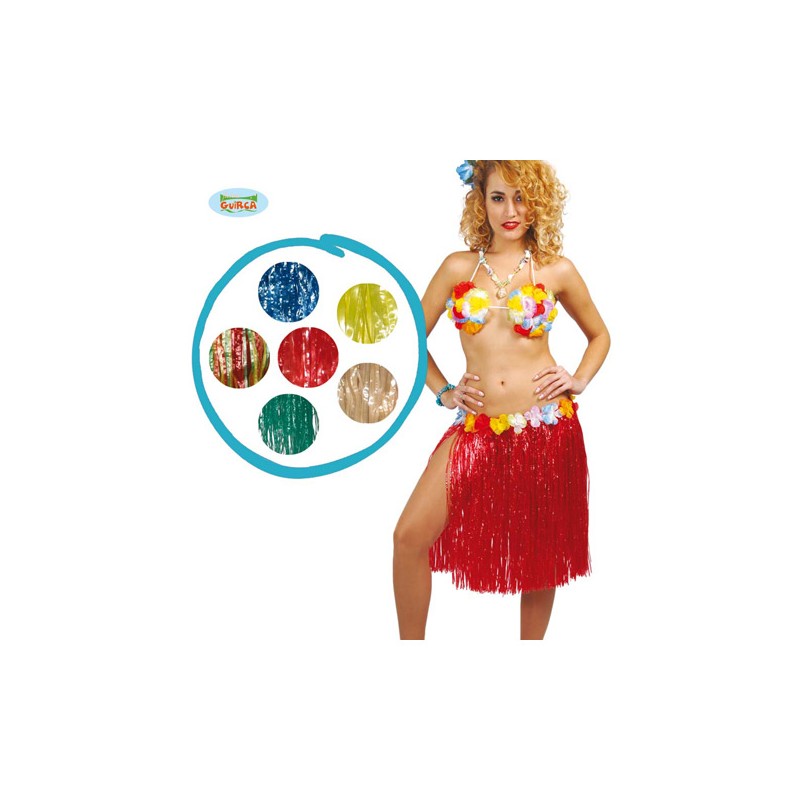 FALDA HAWAIANA FLORES 55 CM.