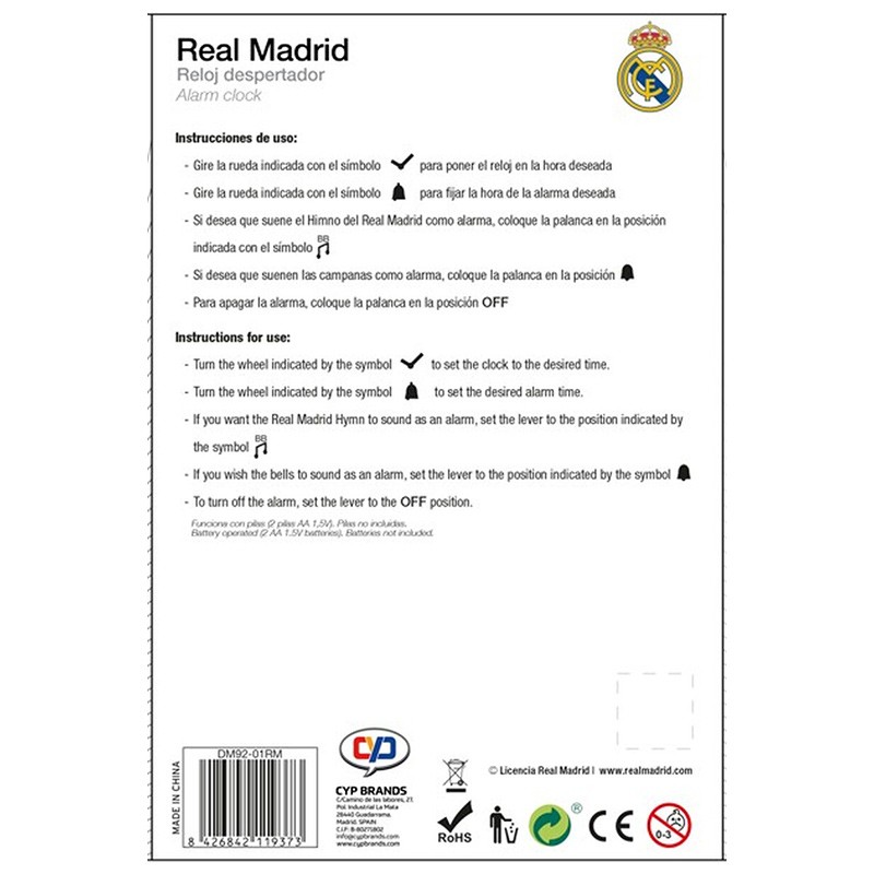 REAL MADRID DESPERTADOR MUSICAL HIMNO