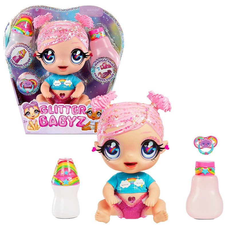 GLITTER BABYZ DOLL PINK/RAINBO
