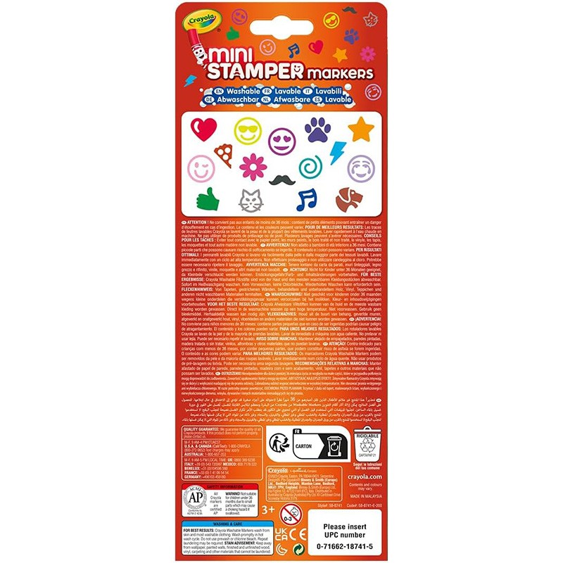 MINI ROTULADORES 16 ESTAMPADORES LAVABLES EMOJI