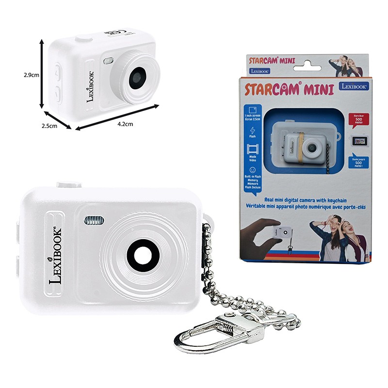 MINI CAMARA DIGITAL LLAVERO WHITE CON MEMORIA FLASH INCORPORADA