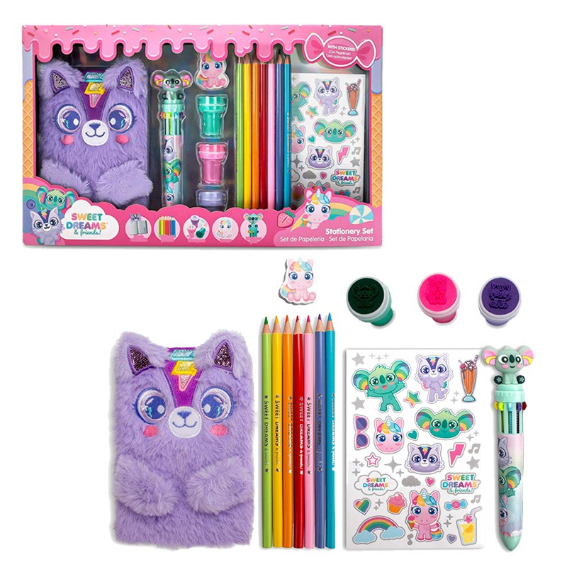 CUADERNO DE PELUCHE CON PAPELERIA SWEET DREAMS