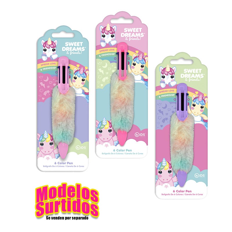 BOLIGRAFO 6 COLORES DE PELUCHE EN DISPLAY 3.SUR SWEET DREAMS & FRIENDS
