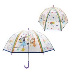BLUEY PARAGUAS MANUAL INFANTIL TRANSPARENTE BURBUJA 48 CM