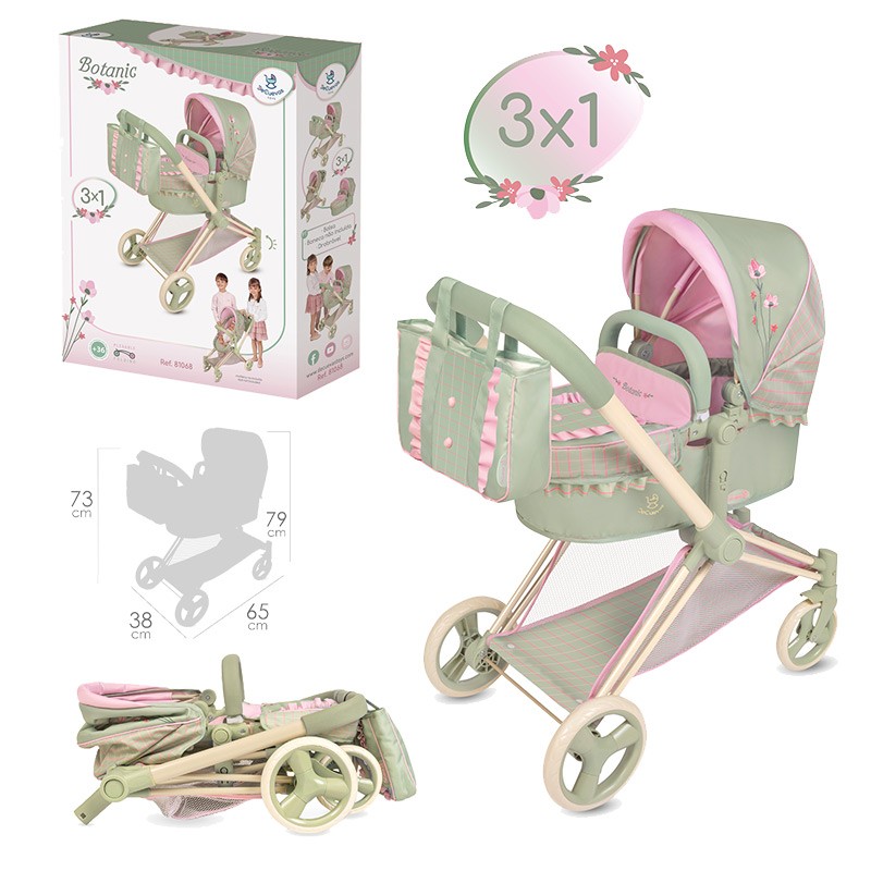 BOTANIC COCHE DE MUÑECA 3X1 PLEGABLE 79x65x38 CM