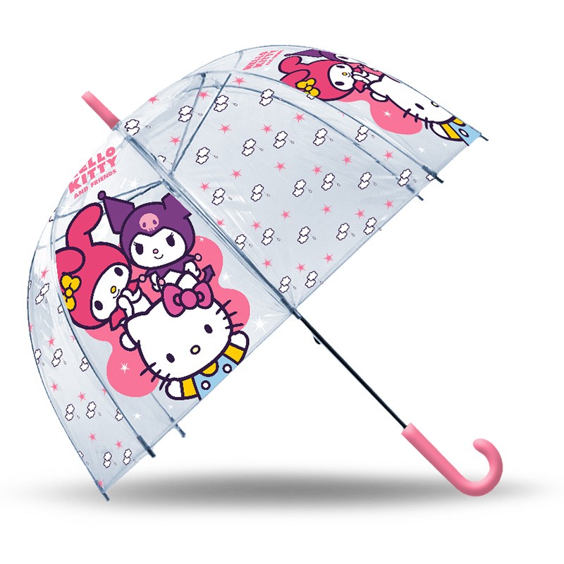 PARAGUAS TRANSPARENTE CAMPANA 46CM HELLO KITTY & FRIENDS