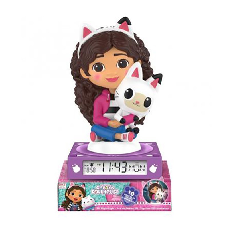 LAMPARA 3D CON DESPERTADOR Y FECHA GABBYS DOLLHOUSE
