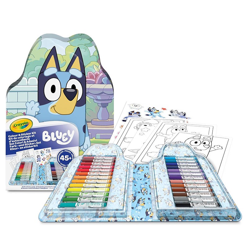 MALETIN 45 PIEZAS BLUEY PARA COLOREAR CON STICKERS