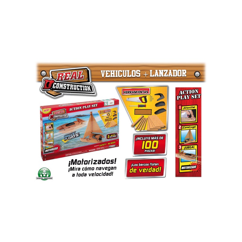 REAL CONSTRUCTION SET ACCION MOTORIZADOS LOS BARCOS FLOTAN (CON HERRAMIENTAS Y + 100 PIEZAS)