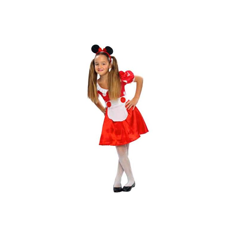 DISFRAZ INFANTIL RATONCITA MINNIE ROJO CON LUNARES BLANCOS (TALLA 5-6)