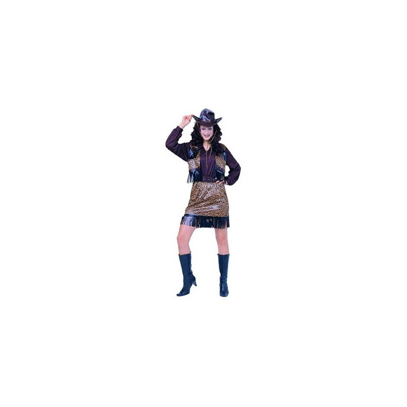 DISFRAZ ADULTO VAQUERA COWGIRL LEOPARDO TALLA UNICA