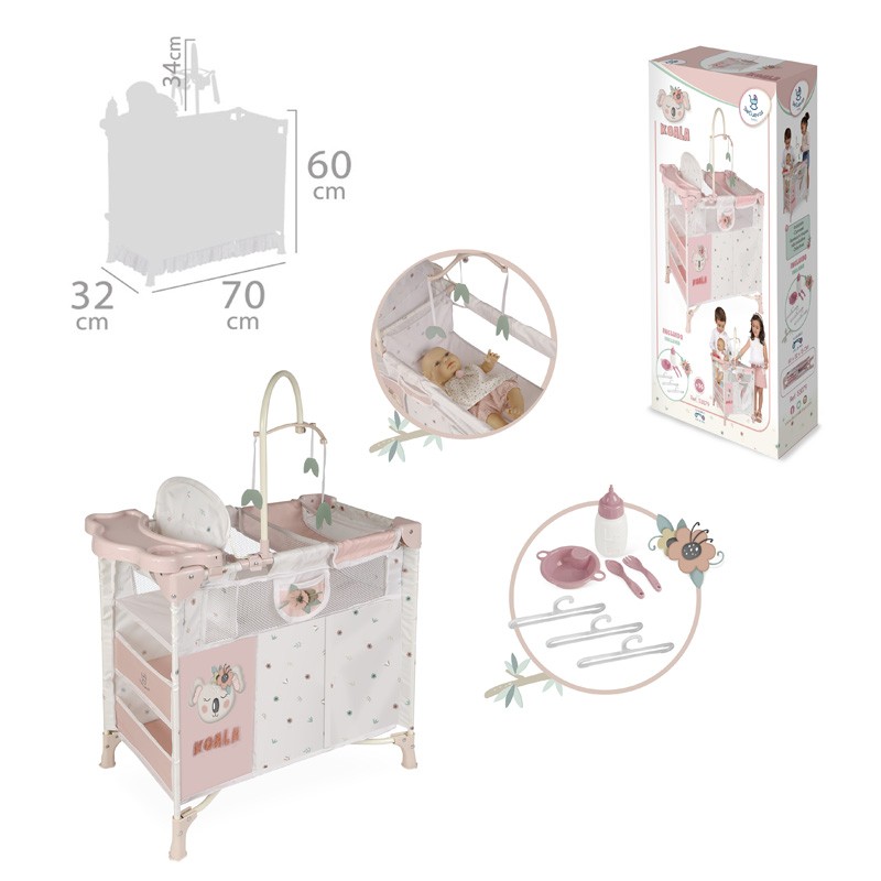 KOALA ARMARIO CAMBIADOR PLEGABLE CON ACCESORIOS - PARA MUÑECAS DE HASTA 42 CM.