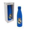 REAL MADRID BOTELLA AZUL CON COLOR RUBBERIZADA DE DOBLE PARED
