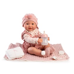 MUÑECA RECIEN NACIDA MIA HACE PIPI CON MANTA 42 CM