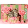 PUZZLE 500P GATITOS CON ROSAS